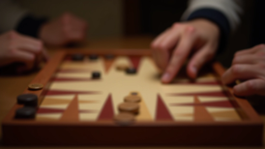 Backgammon board setup with playing pieces ready for a match